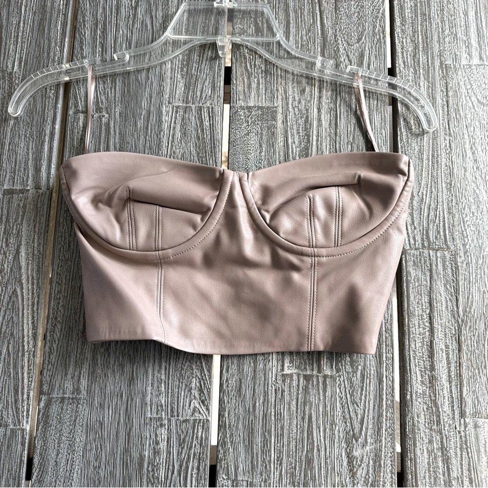 Zara strapless faux leather bustier top - size S